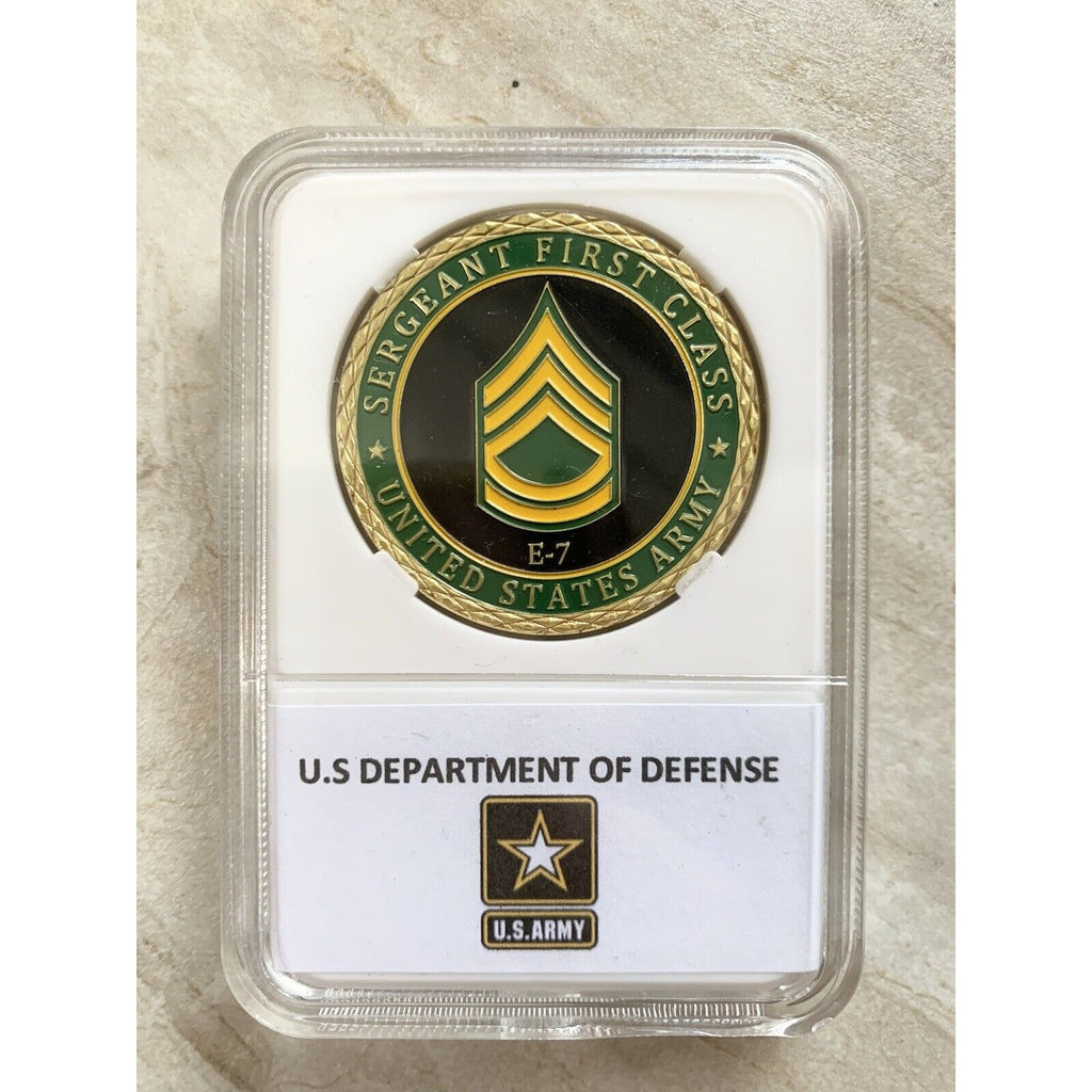 CHALLENGE COIN UNITED STATES ARMY E-7 SFC SERGEANT FIRST CLASS, With Case.