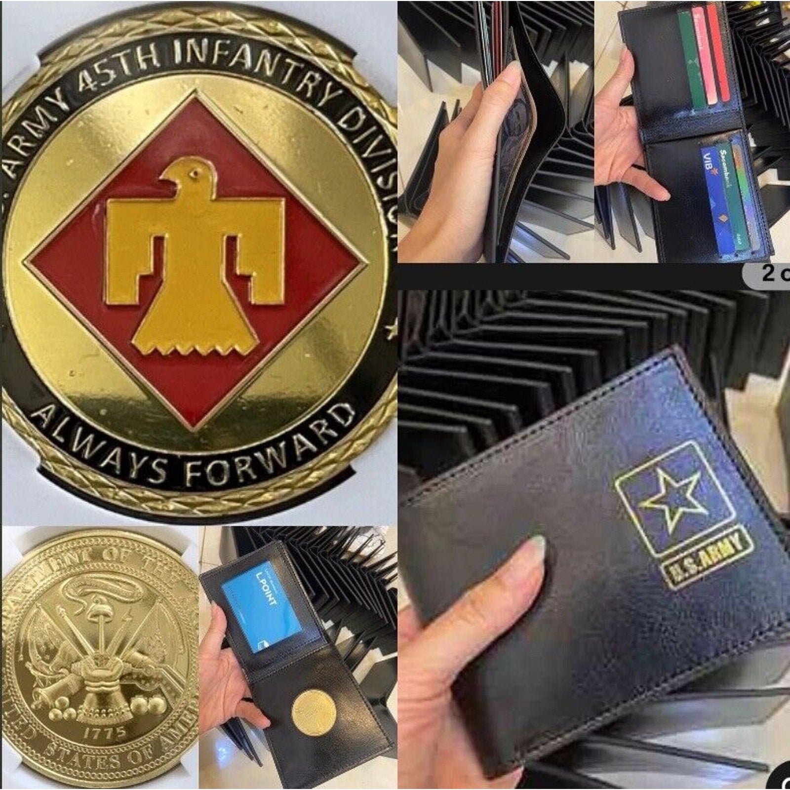 US ARMY 45th INFANTRY DIVISION with Credential coin holder wallet