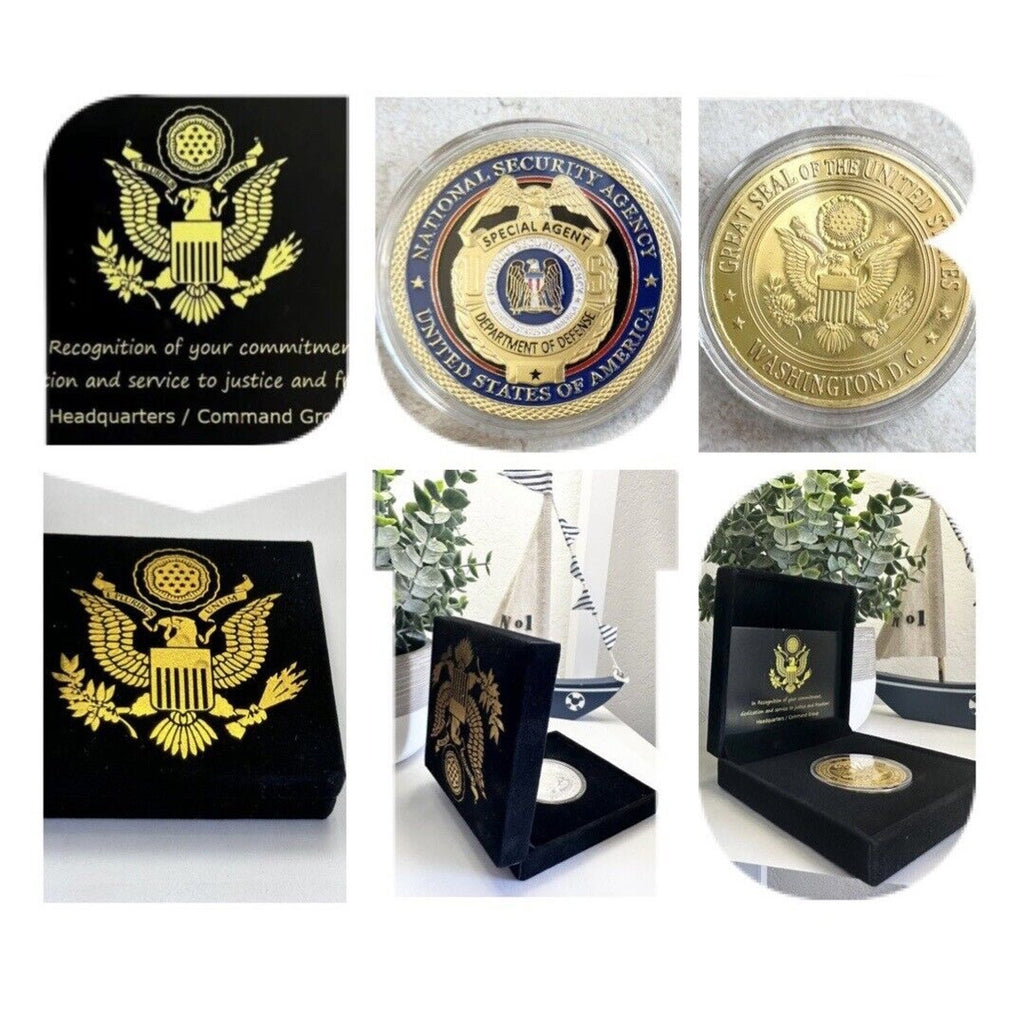 NSA US National Security Agency Special Agent DOD Challenge Coin W Velvet Case