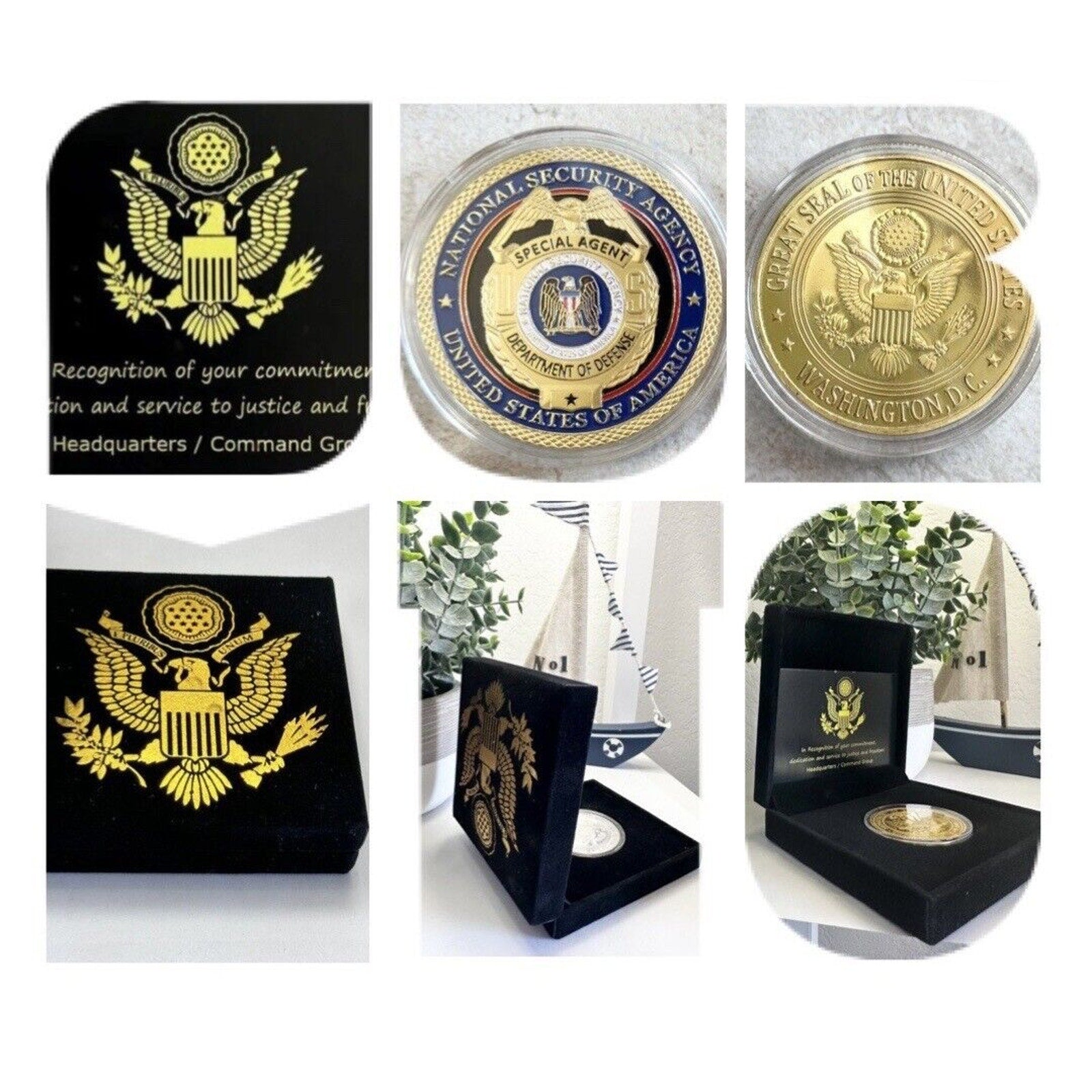 NSA US National Security Agency Special Agent DOD Challenge Coin W Velvet Case