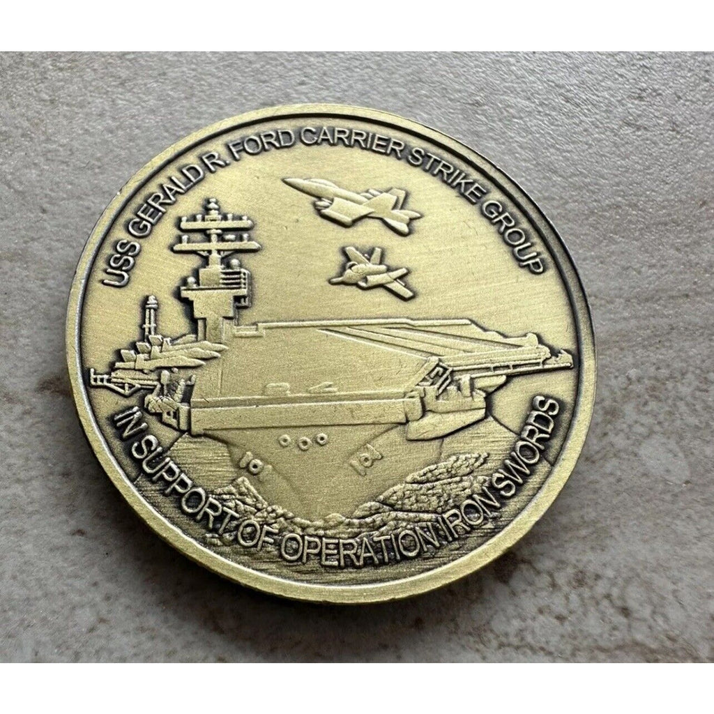2pcs Army Rank Captain O-3 And IDF NAVY JOINT OPERATION USS GERALD - Ford COIN