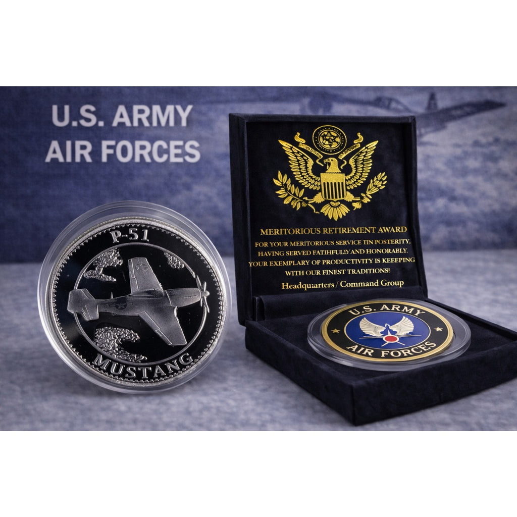 U S ARMY AIR FORCES P-51 Aircraft MUSTANG Airplane w/ Retirement Award