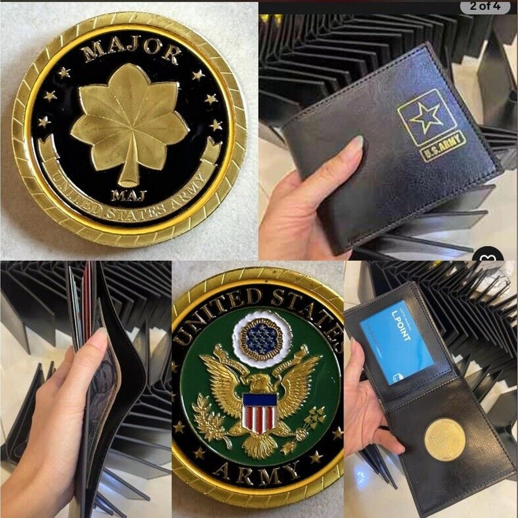 Army Rank Major MAJ With Credential coin holder wallet
