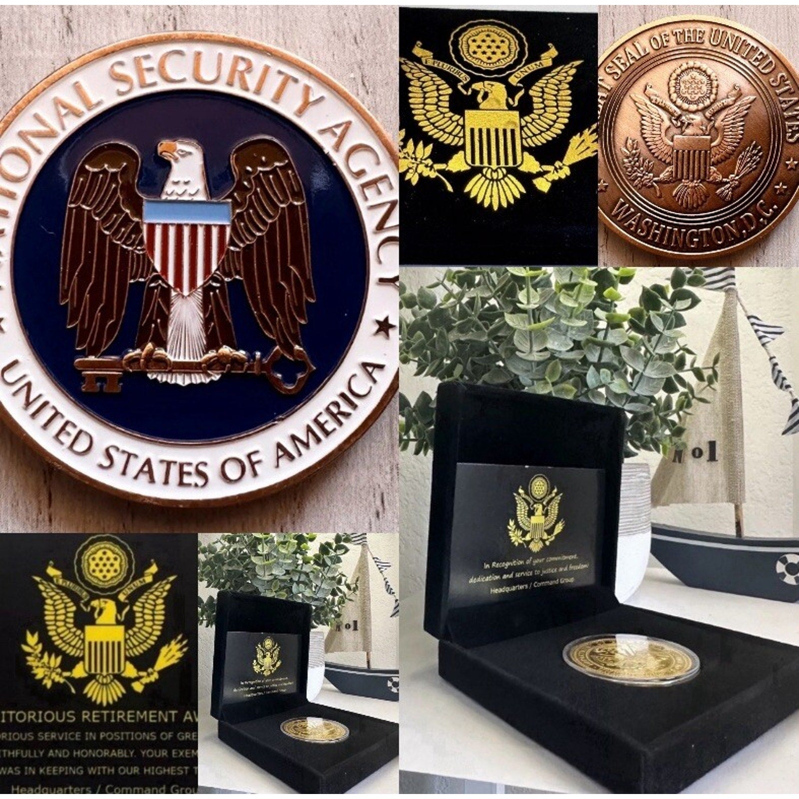 National Security Agency NSA Challenge Coin With Retirement Award