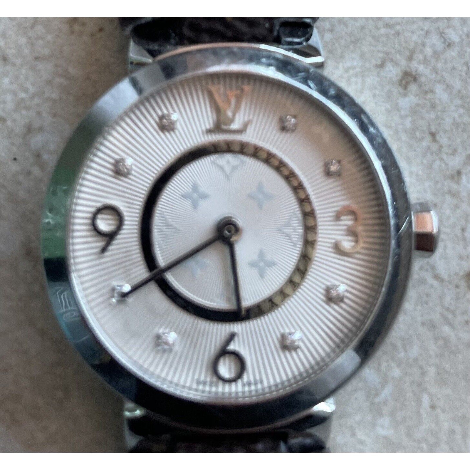 LOUIS VUITTON Tambour Slim Monogram, Quartz, 28mm, Stainless Steel Pre-owned