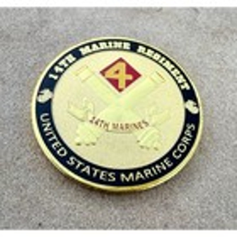 S MARINE CORPS - 14th MARINE REGIMENT Challenge Coin With Case Retirement Award