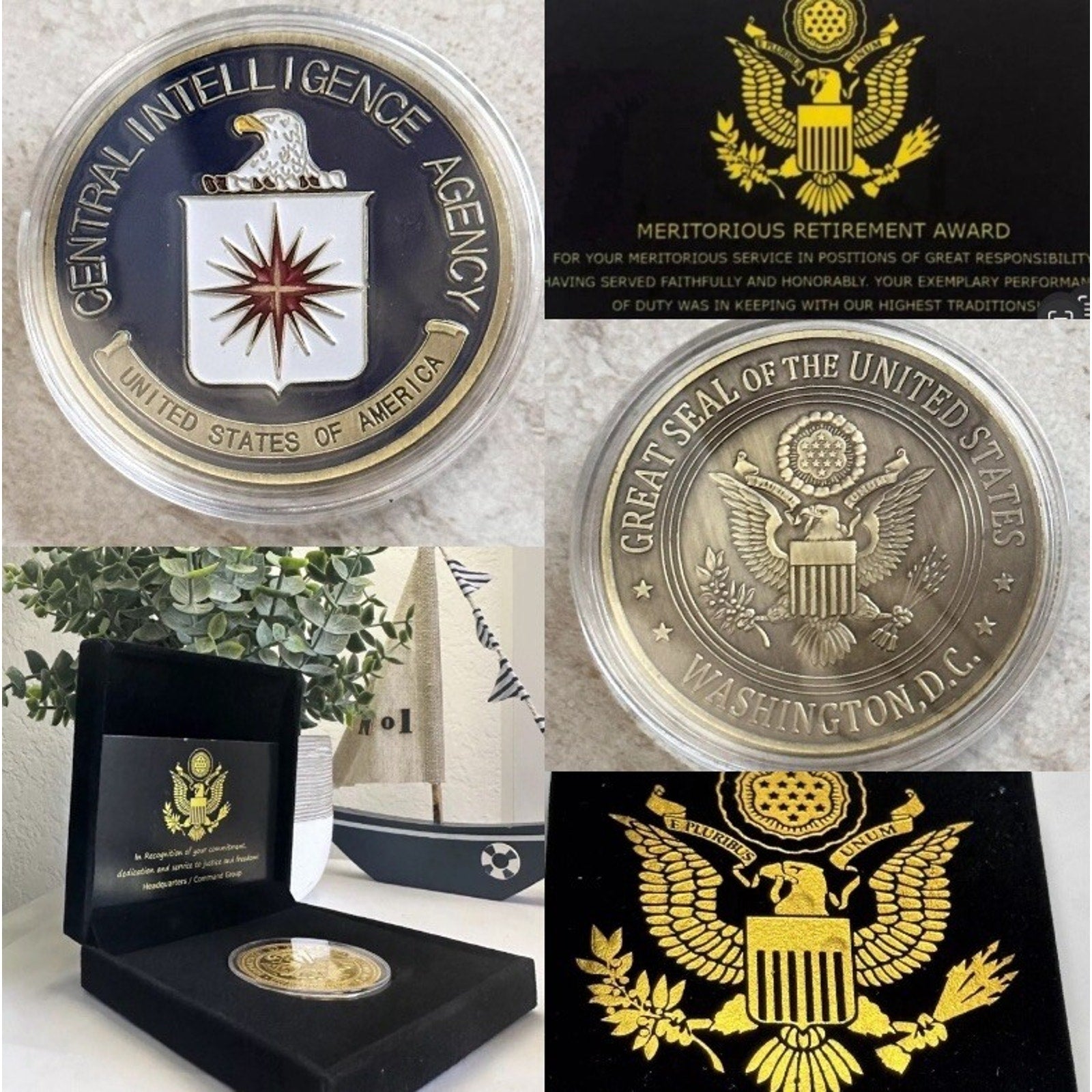 Central Intelligence Agency (CIA) Challenge Coin With Retirement Award