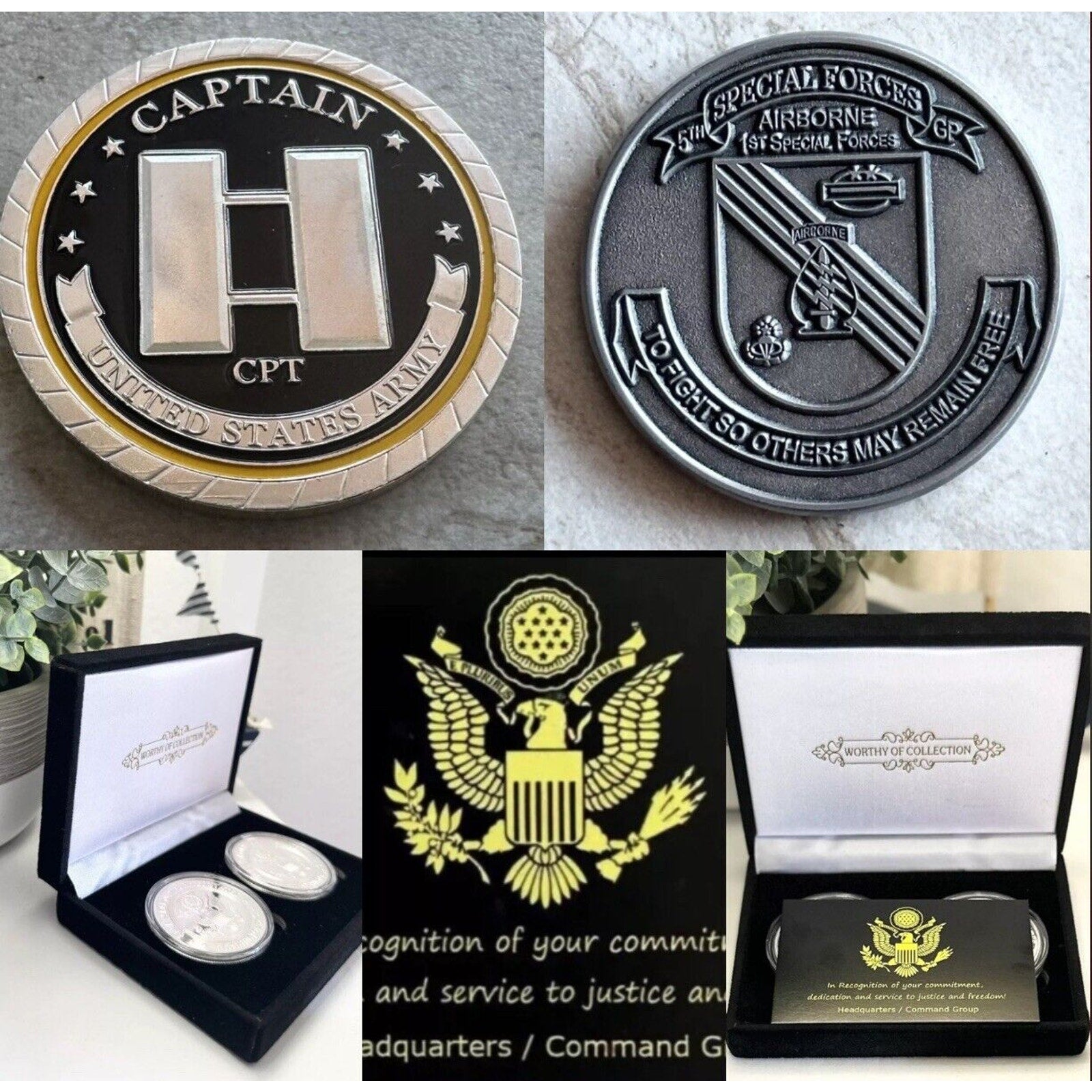 2pcs Army Rank Captain O-3 And Special FORCES SF OperationCHALLENGE COINS