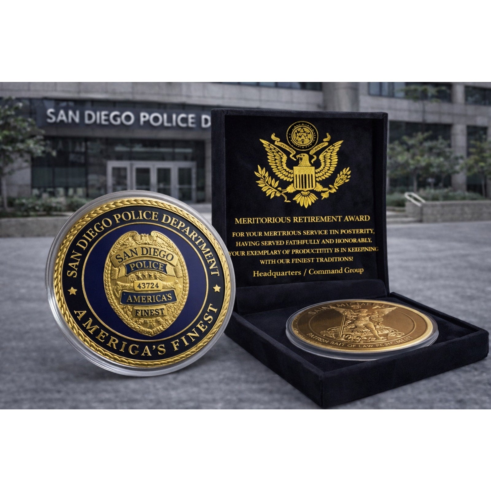 SAN DIEGO Police Department "America's Finest" St Michael w/ Retirement Award