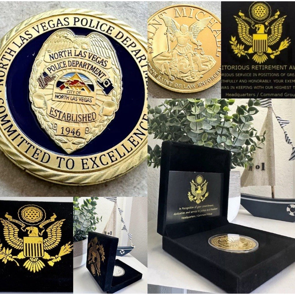 North Las Vegas Police Dept Badge Challenge Coin With Retirement Award
