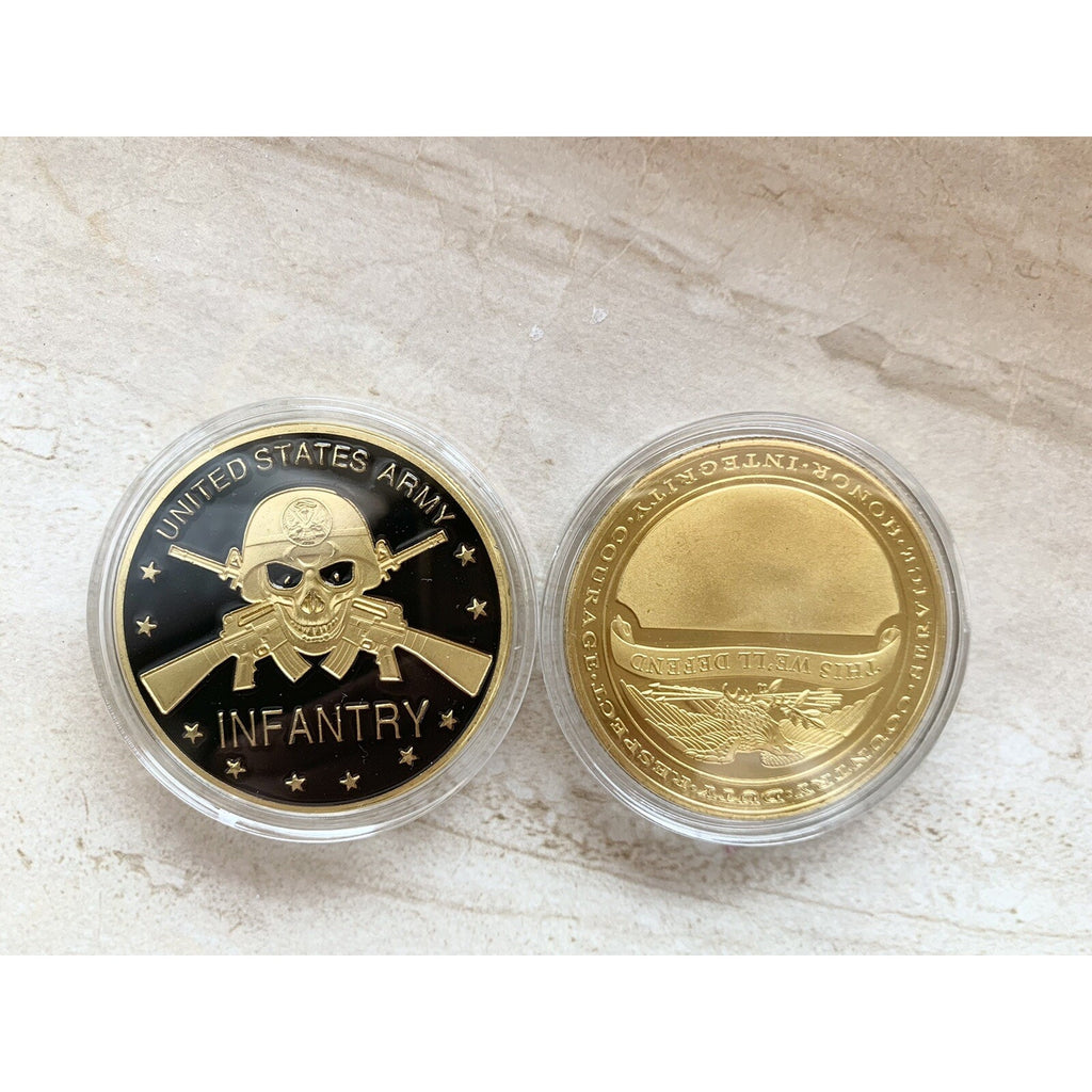 U.S. United States Army Infantry Division | Skull | Military w/ Retirement Award
