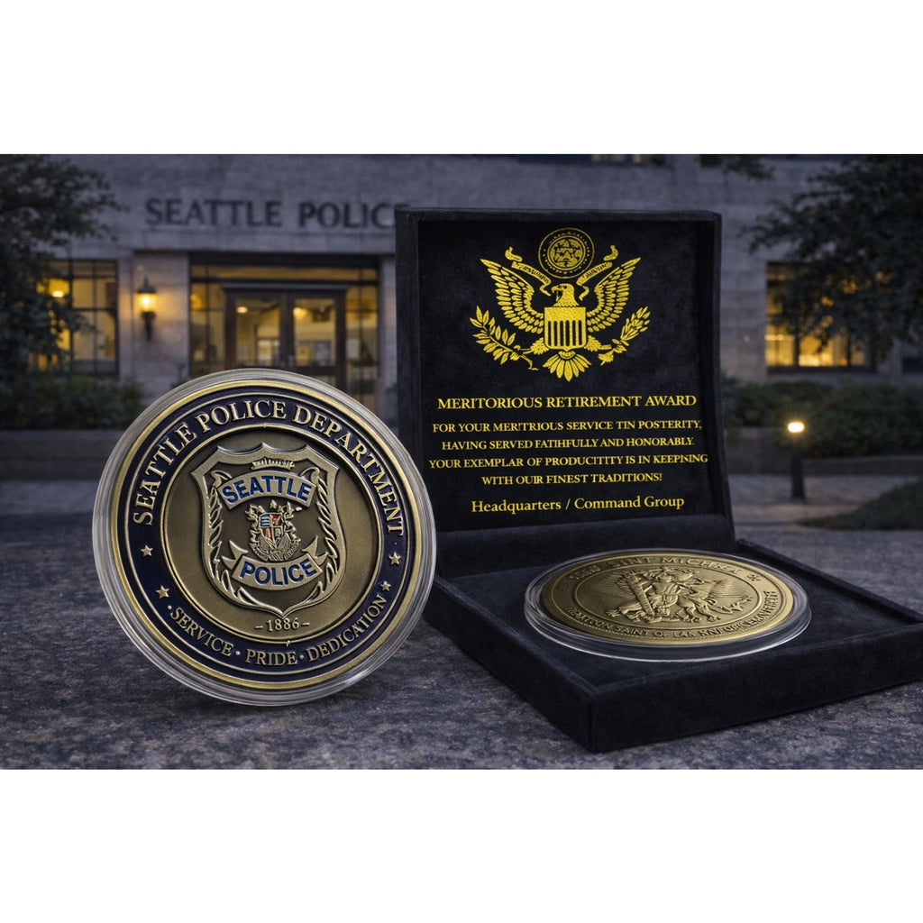 Seattle Washington POLICE DEPARTMENT Bronzed FINISH w/ Retirement Award