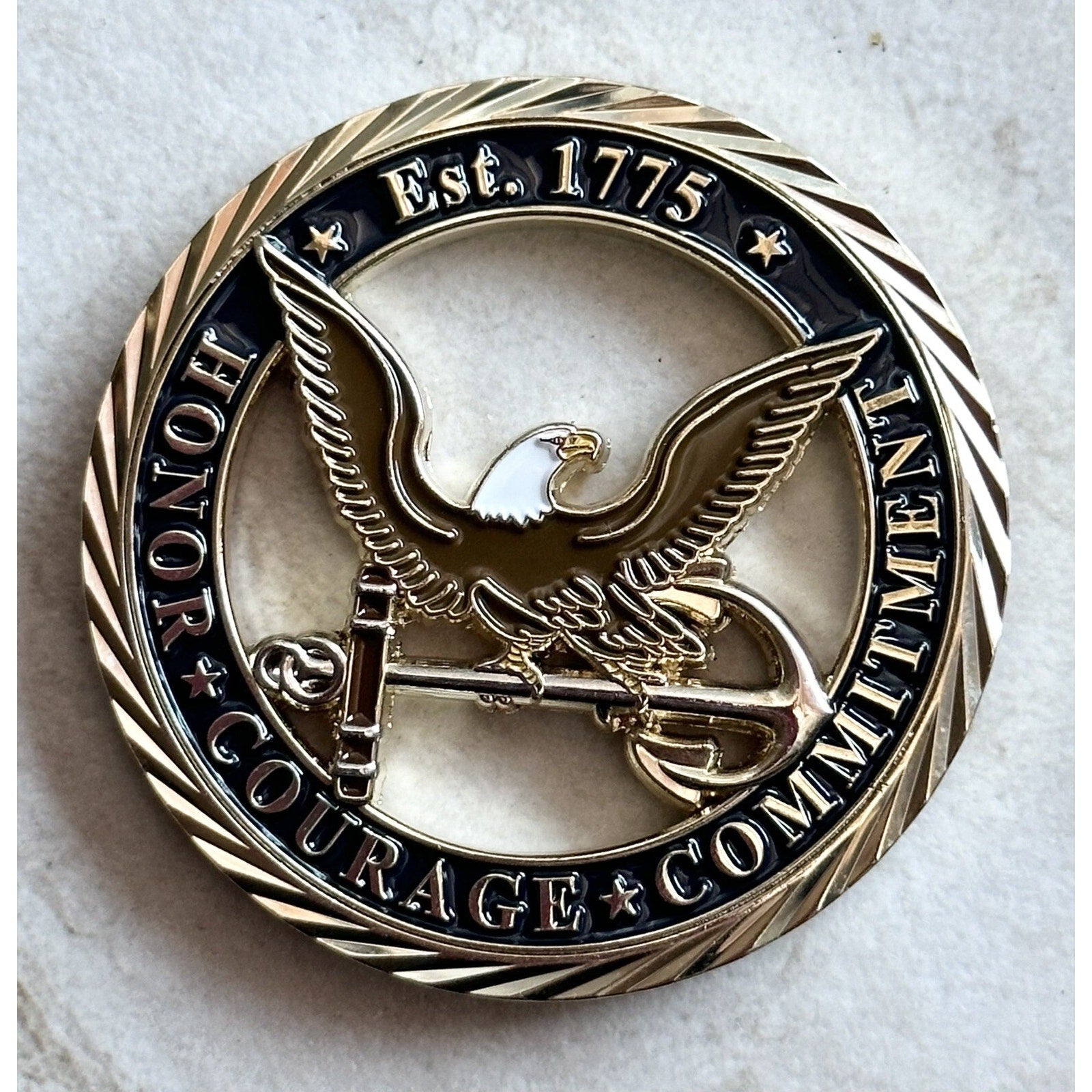 Challenge Coin U.S. NAVY EAGLE CUT OUT CHALLENGE COIN w/ Retirement Award