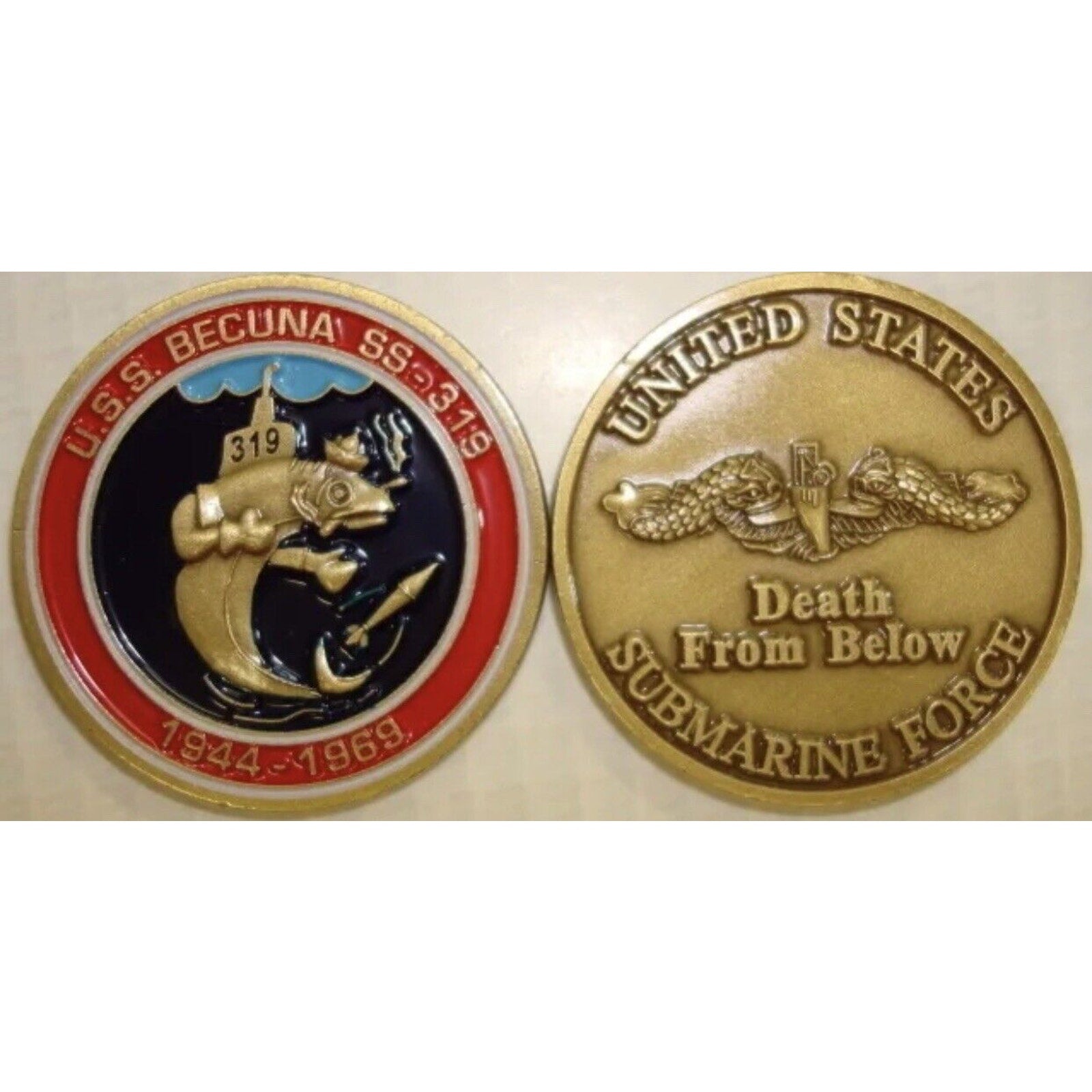 USS Becuna SS 319 Submarine Challenge Coin USN
