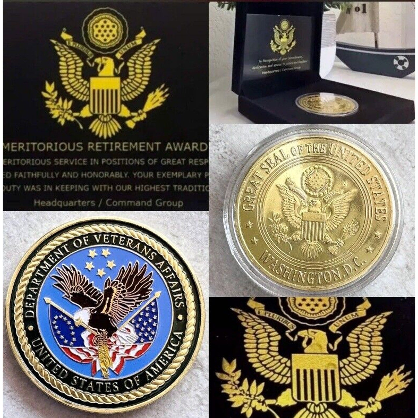 VA Challenge Coin With Retirement Award