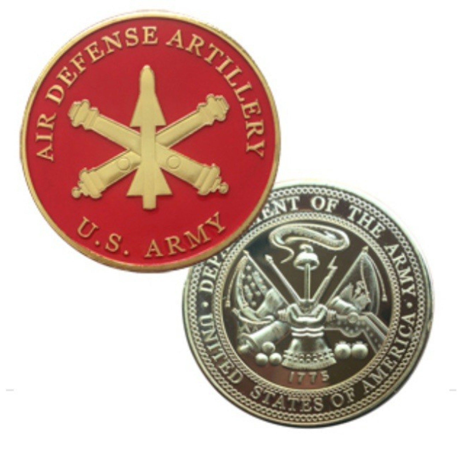 2pcs Army Rank 2LT 2nd O-2 And Air Defense Artillery Coin
