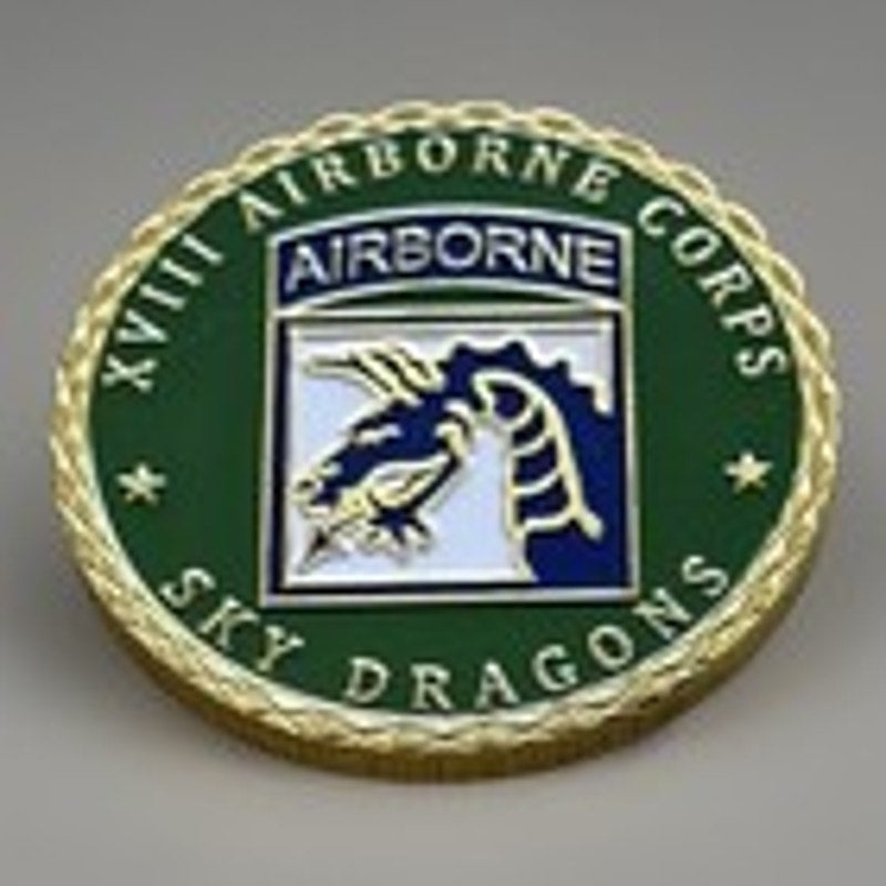 US ARMY XVIII 18TH AIRBORNE CORPS SKY DRAGONS CHALLENGE COIN KEYCHAIN