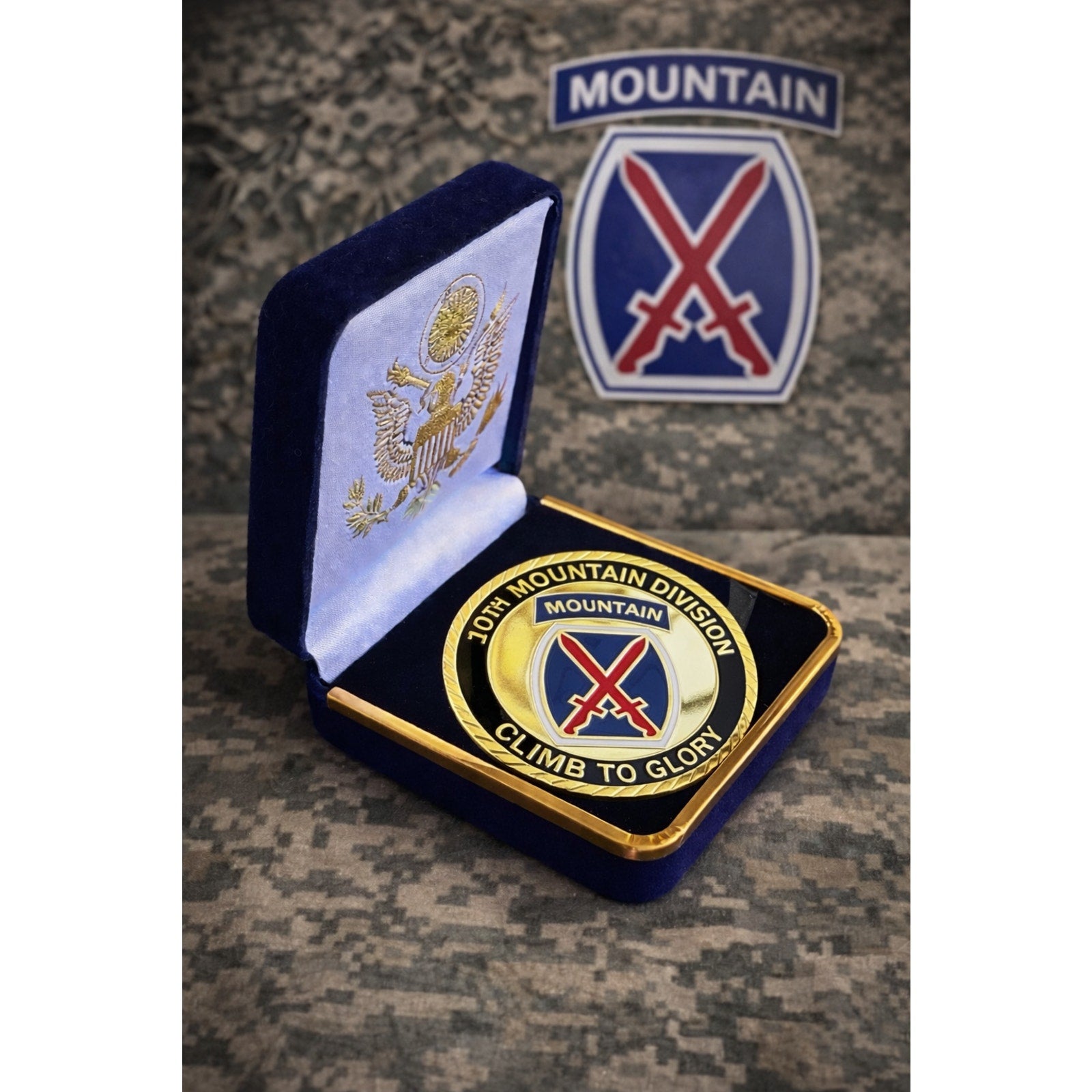 U.S. Army 10th Mountain Division Challenge Coin ·FAST SHIPPING· ·NEW· with case