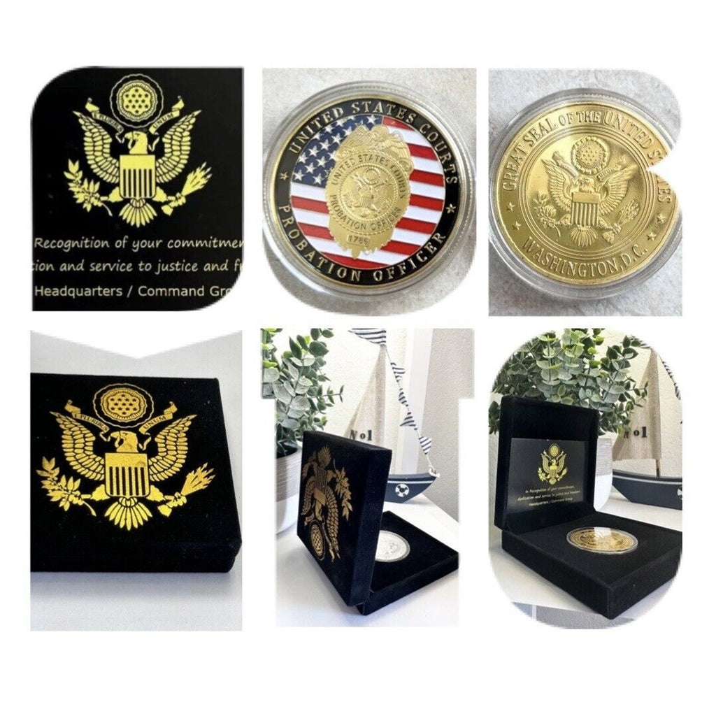 United States Courts Probation Officer Challenge Coin. New! With Velvet Case