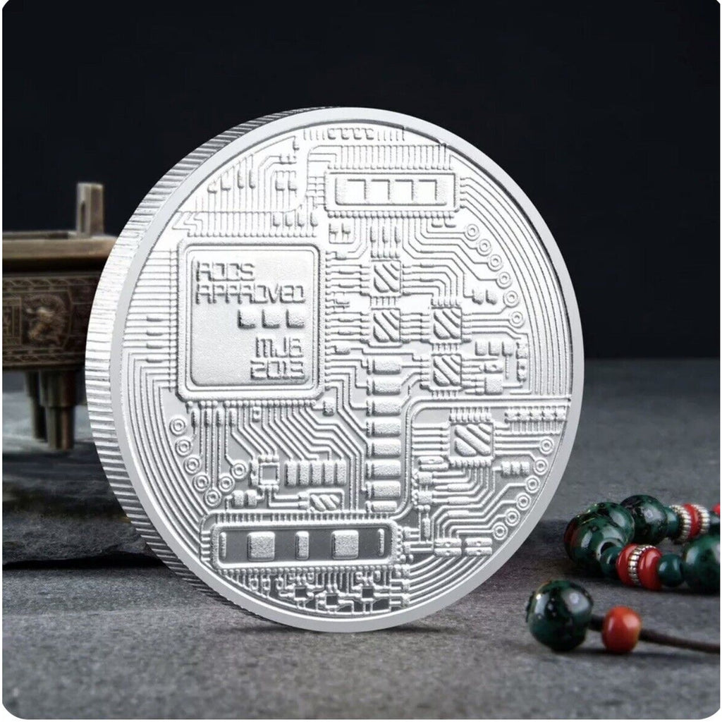 Silver Bitcoin Coins Commemorative Collectors Silver Plate Coin USA