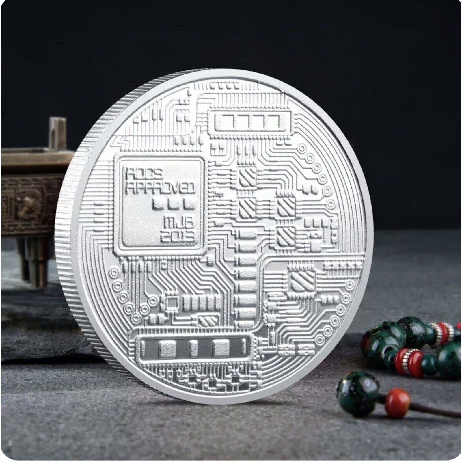 Silver Bitcoin Coins Commemorative Collectors Silver Plate Coin USA