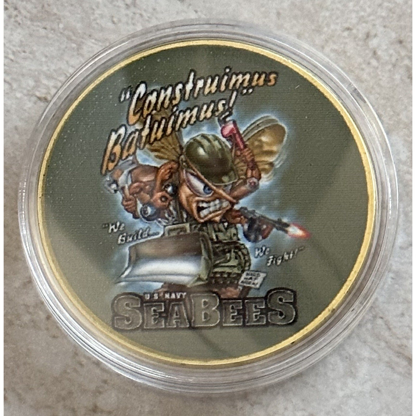 US Navy Seabees Coin We Build-We Fight W/ Retirement Award