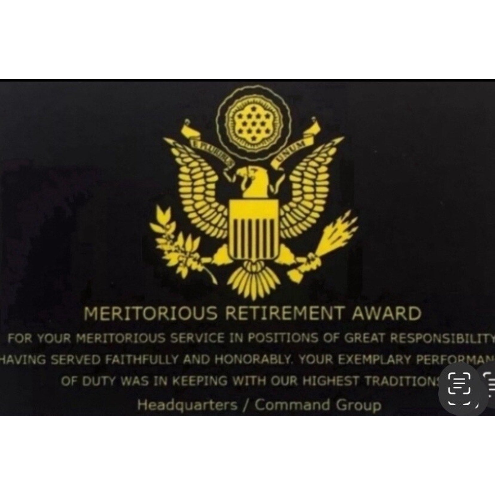 U S NAVAL CRIMINAL INVESTIGATIVE SERVICE Coin With Retirement Award