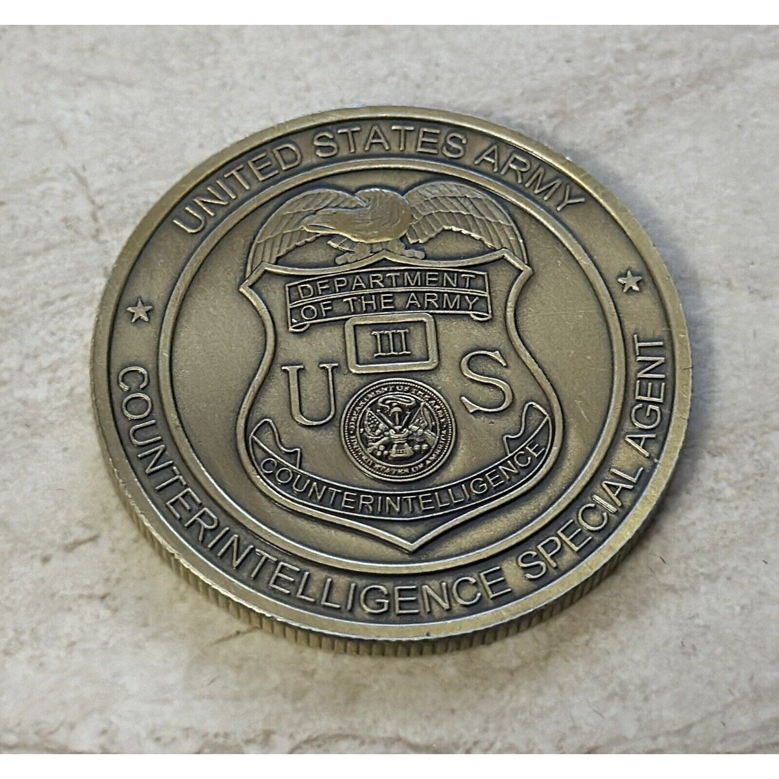 2PCS US Army Military MI Branch Counter Intelligence Special Agent Badge Coin