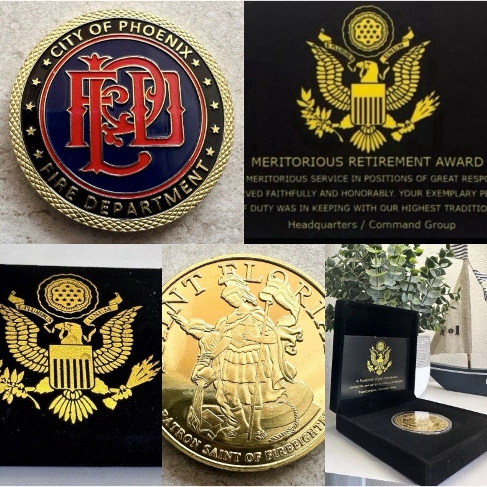 PHOENIX FIRE DEPT. Challenge Coin With Retirement Award