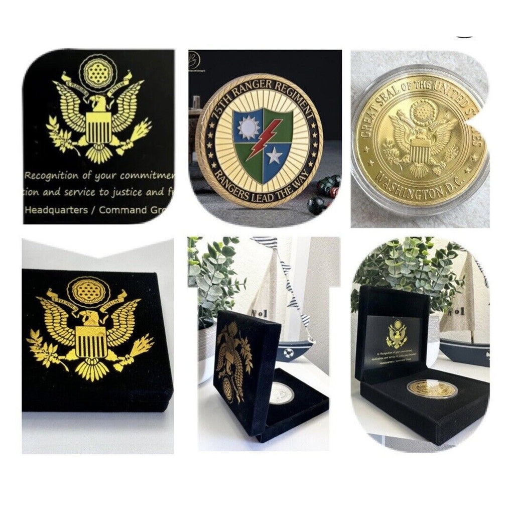 UNITED STATES ARMY 75TH Ranger Regiment Special Ops Challenge Coin w velvet case