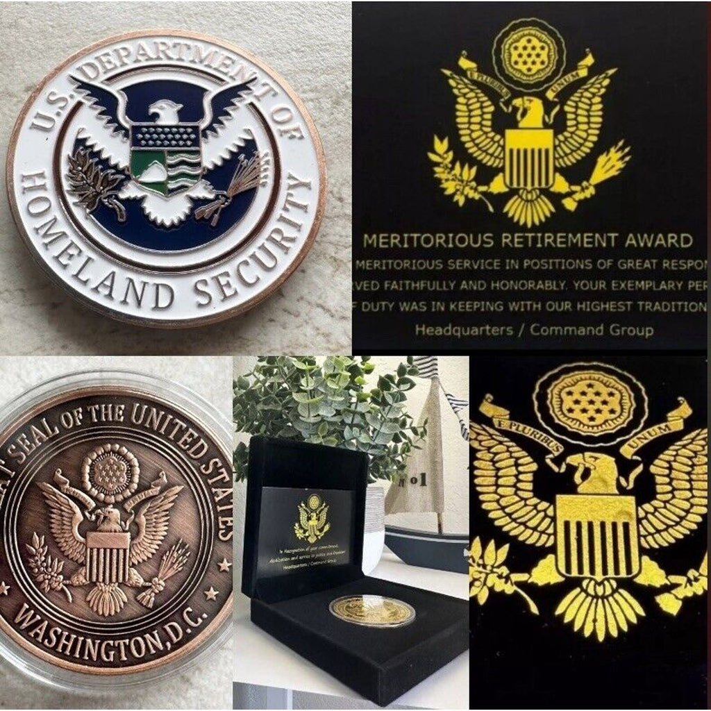 US Department Of Home land Security Coin With Retirement Award