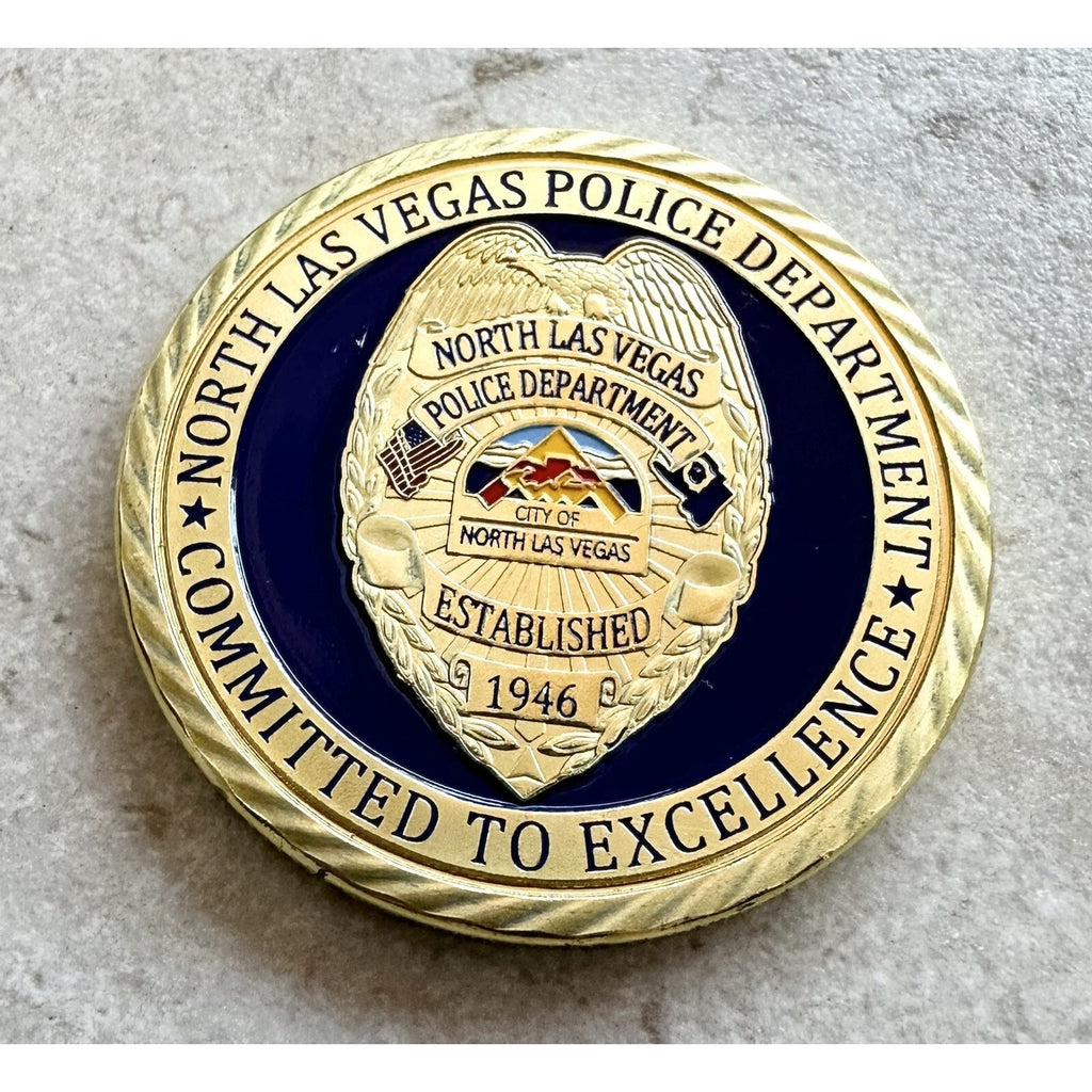 North Las Vegas Police Dept Badge Challenge Coin With Retirement Award
