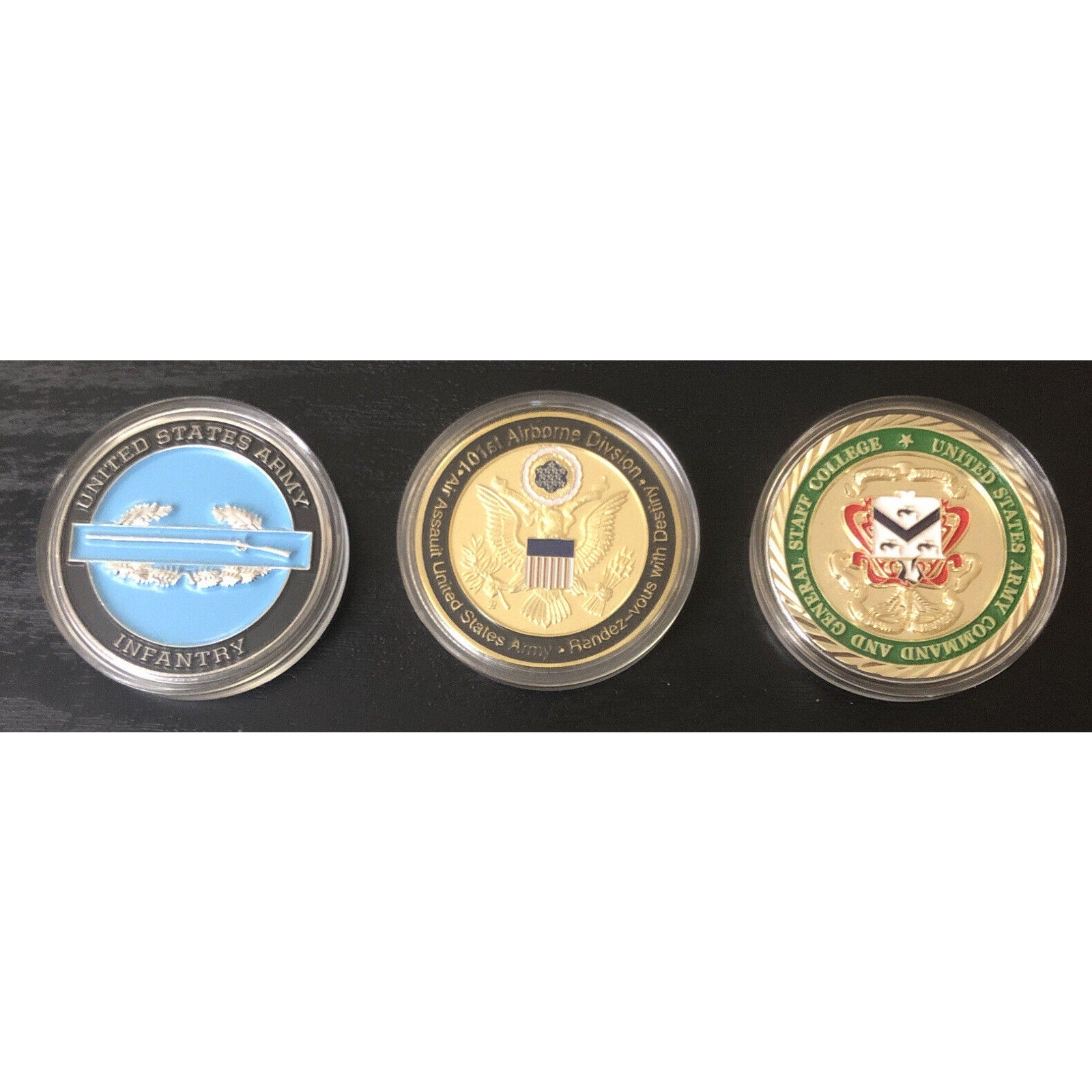 3PCS US ARMY 101 ST AIRBORNE CGSC SCHOOL INFANTRY BADGE Coin