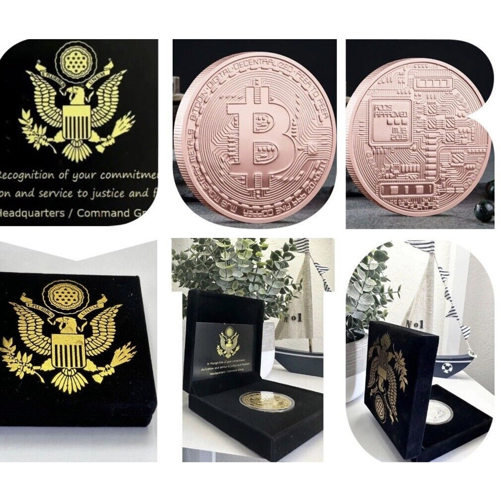 Copper Bitcoin Coin Bit Commemorative Blockchain BTC Collectors Gold USA