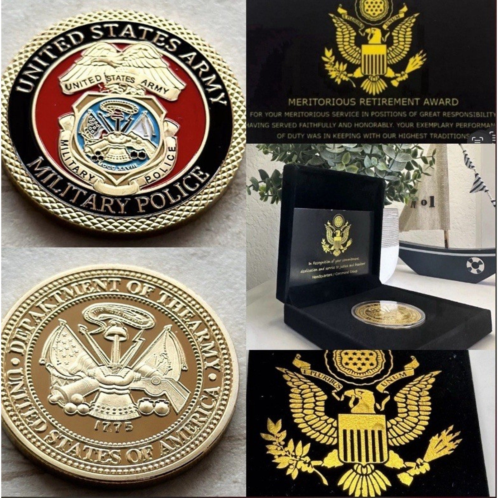 MP-Military Police Challenge Coin With Retirement Award