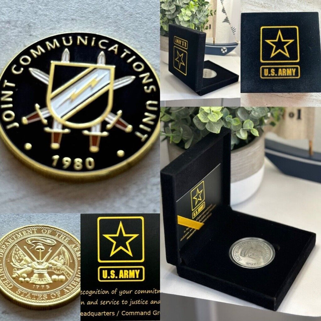 U S ARMY Joint Communications Unit Challenge Coin with special velvet Army case
