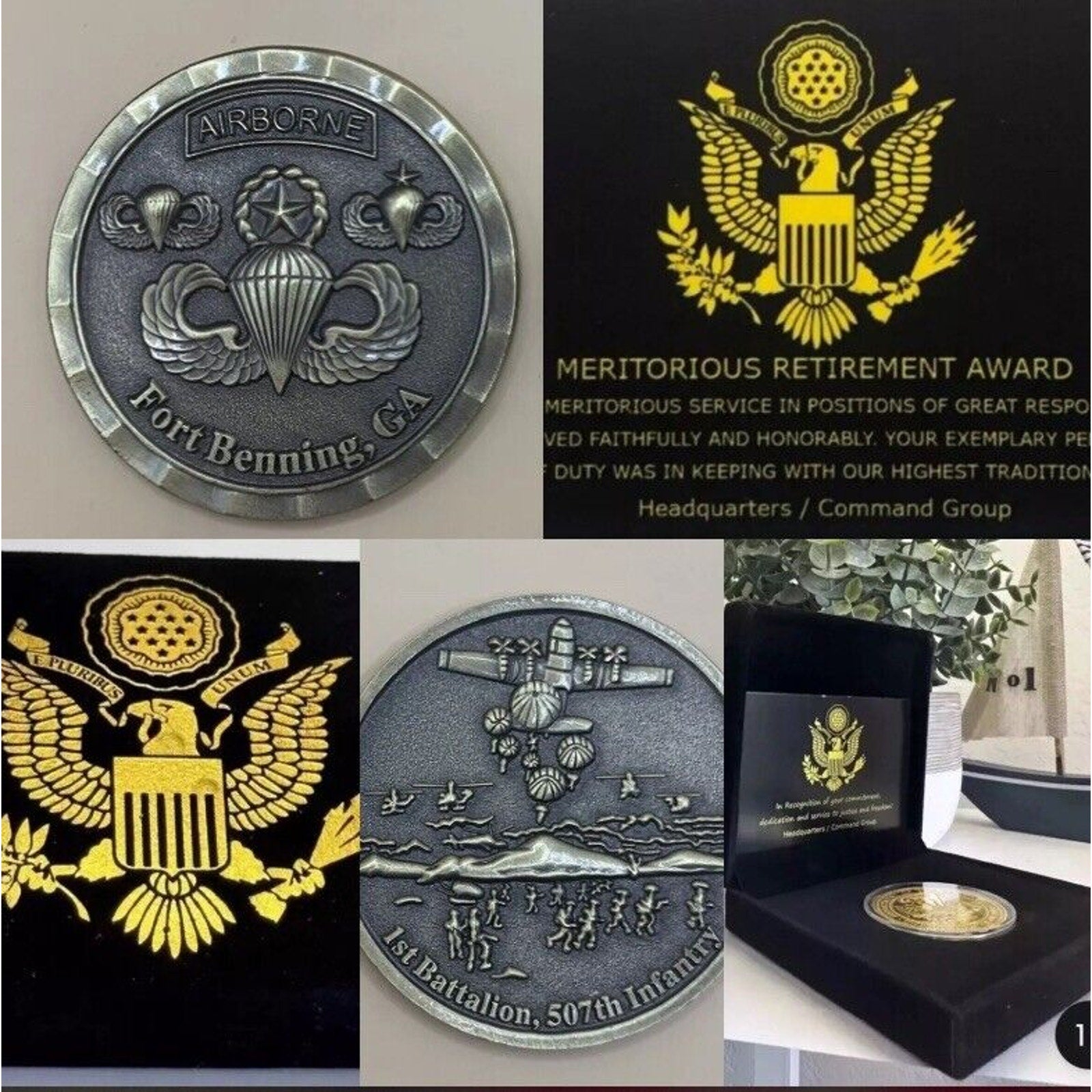 US ARMY AIRBORNE School Fort Benning GA 1st Battalion 507th-Retirement Award