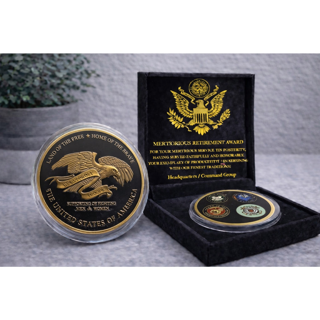 Rare UNITED STATES LAND OF THE FREE HOME OF THE BRAVE w/ Retirement Award