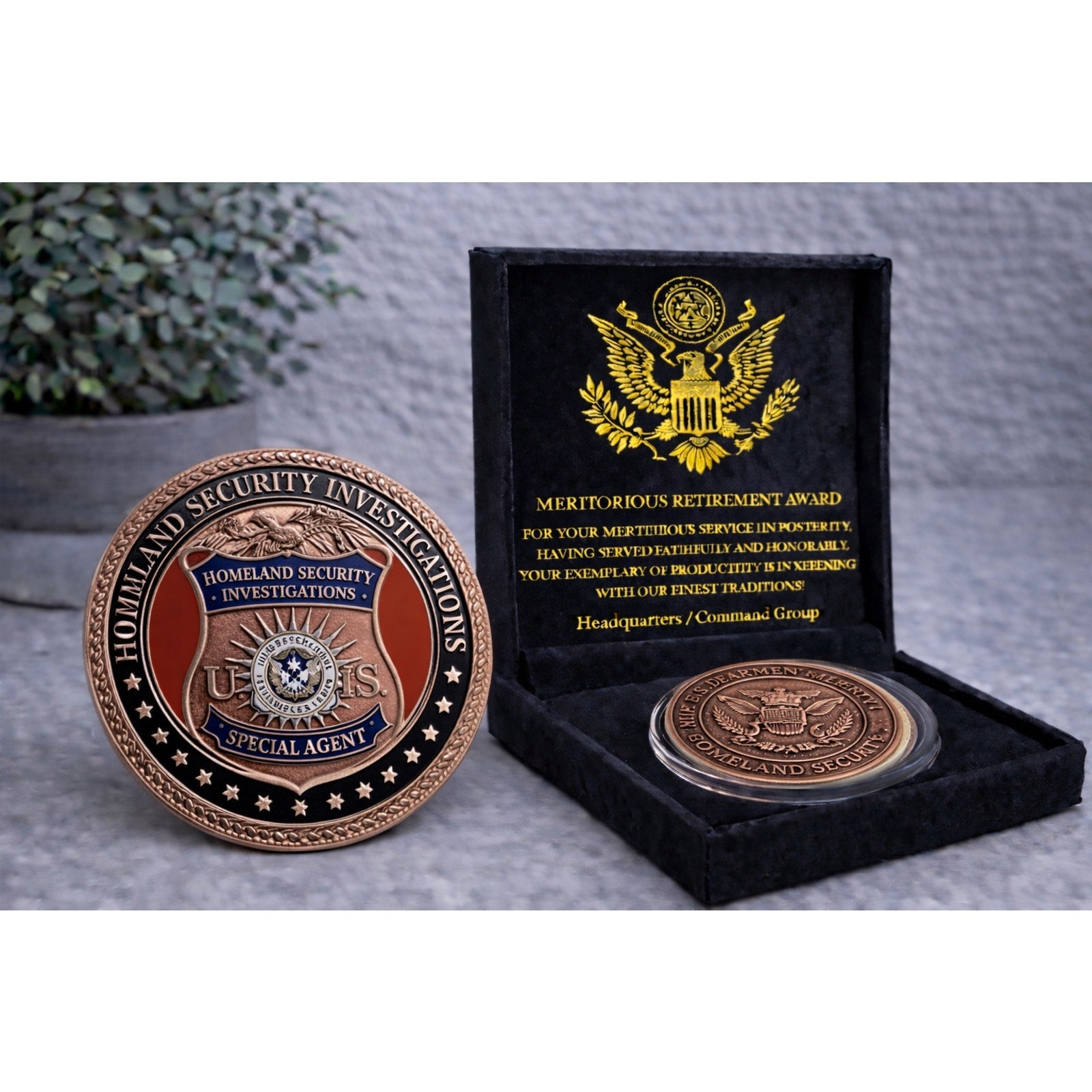 DOHS Security Investigations Special Agent Badge Challenge w/ Retirement Award