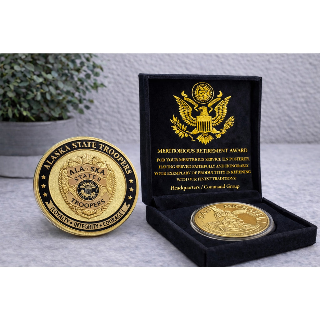 ALASKA STATE TROOPERS Challenge Coin w/ Retirement Award