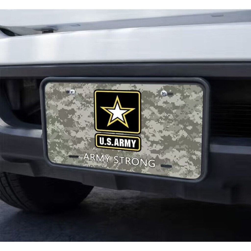 White US Army Strong 6"x12" Aluminum License Plate Tag
