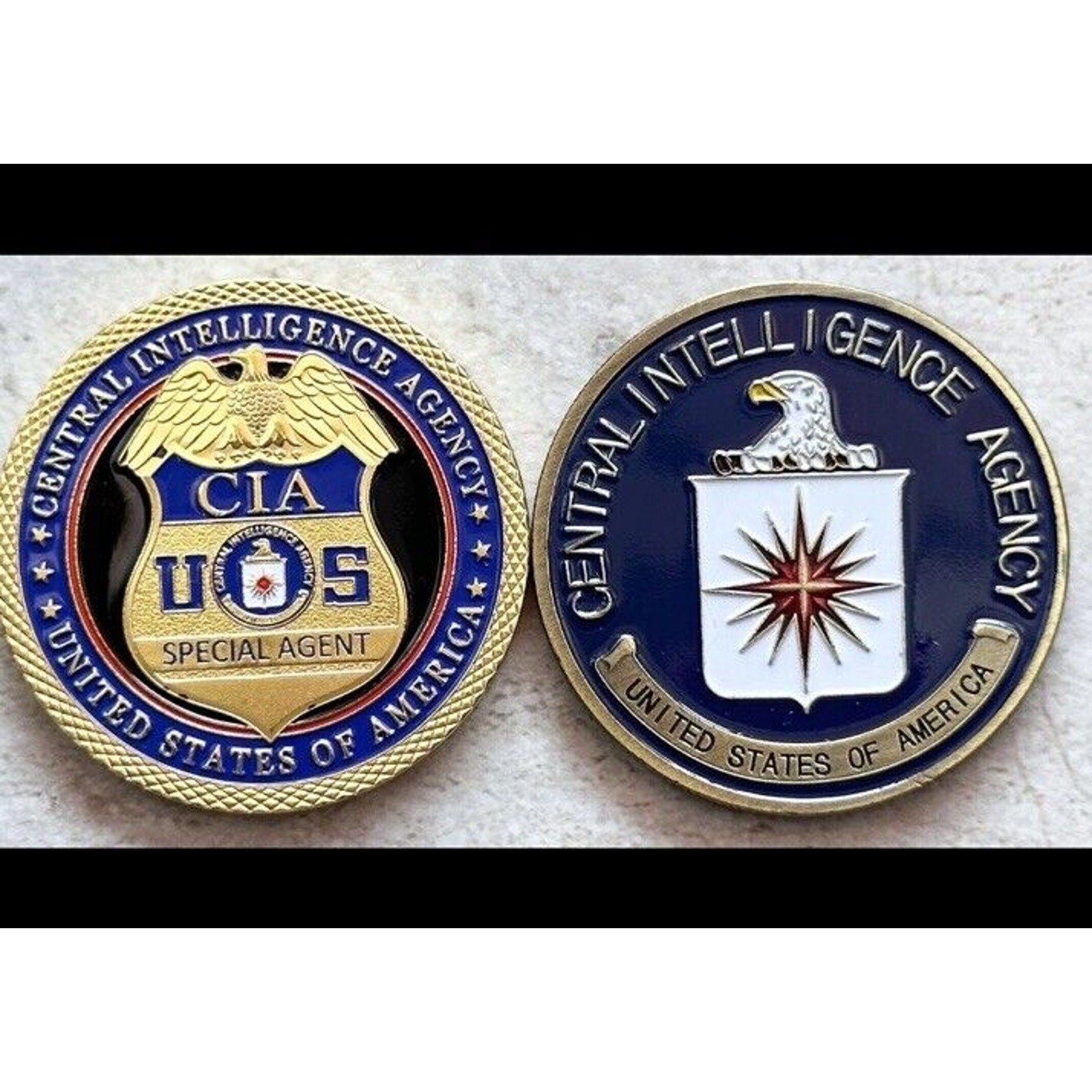 2pcs Special Agent CIA Central Agency Office In Charge One Copper One Gold
