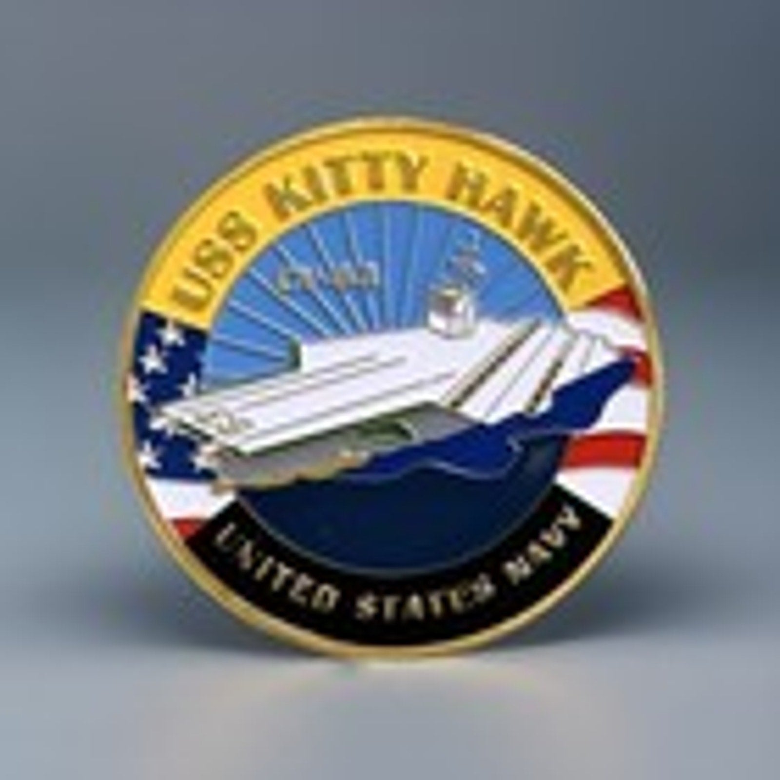 Copied - US NAVY - USS KITTY HAWK - CV-63 - Challenge Coin With Blue Velvet Case