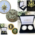 2pcs Army Rank 2LT 2nd O-2 And Military Intelligence Coin