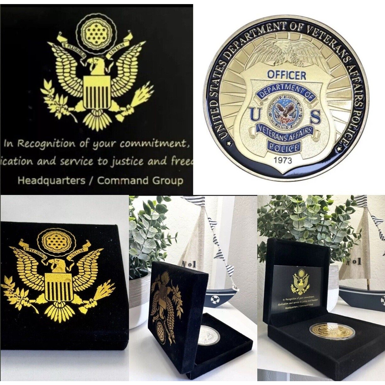 U S Dept of Veterans Affairs Police Officer Department Challenge Coin.