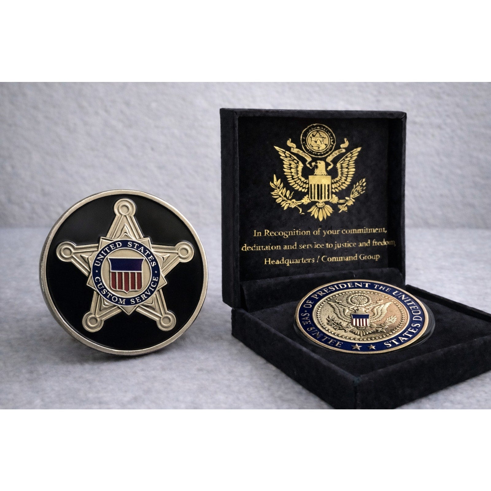 3pcs United States Secret Service Seal Of The US President w/ Achievement Award