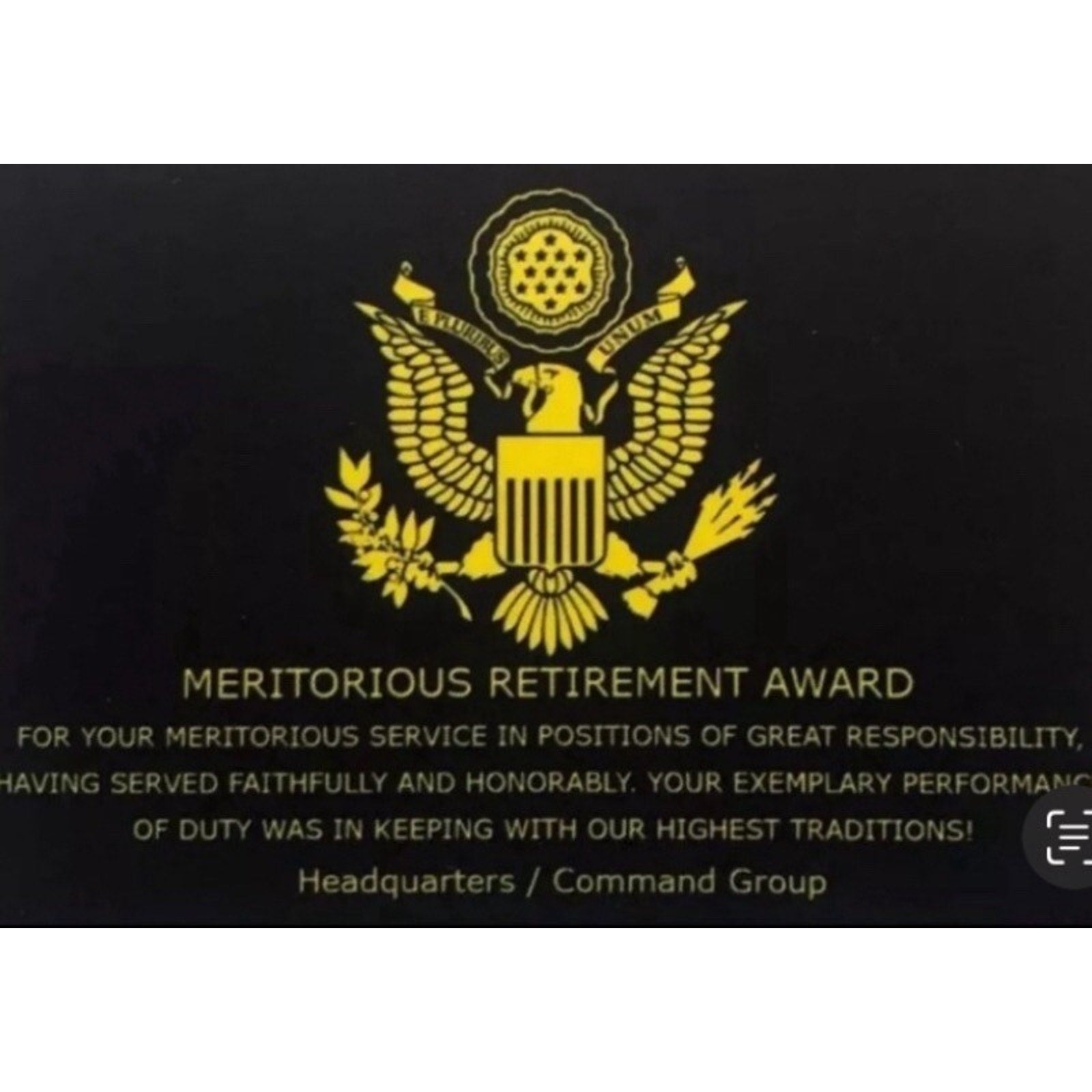 U.S GOV US CAPITOL POLICE Agency Washington DC Coin W/ Retirement Award