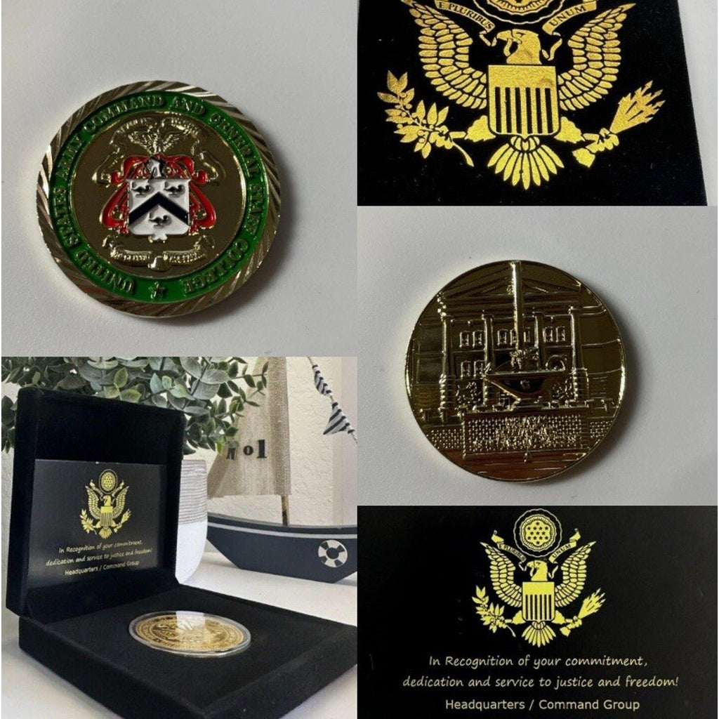 Military US army Command And General Staff College Coin With Retirement Award