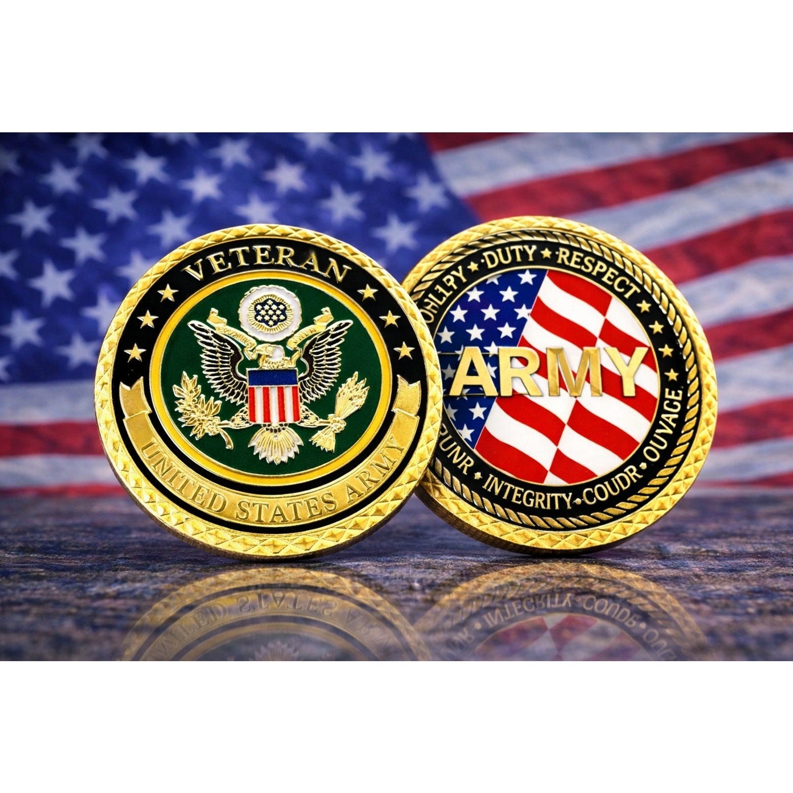 US Army Veteran Challenge Coin Gold. Perfect Gift! ·FAST SHIPPING· ·NEW·