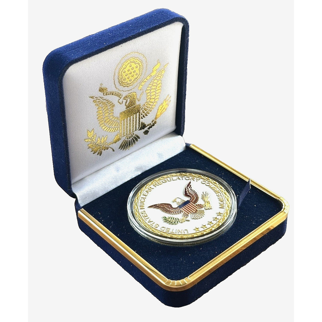 Nuclear Regulatory Commission Challenge Coin With Blue Velvet Case.